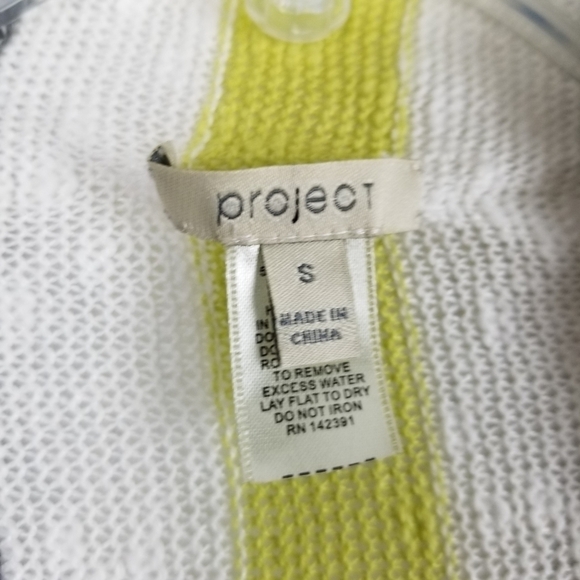 Project Linen Blend Neon Neutral Stripe Waterfall Open Front Cardigan Size Small - Picture 6 of 8